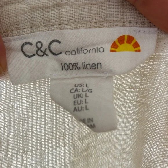 C&C California 100% Linen Button-Up Top size L - Picture 2 of 10